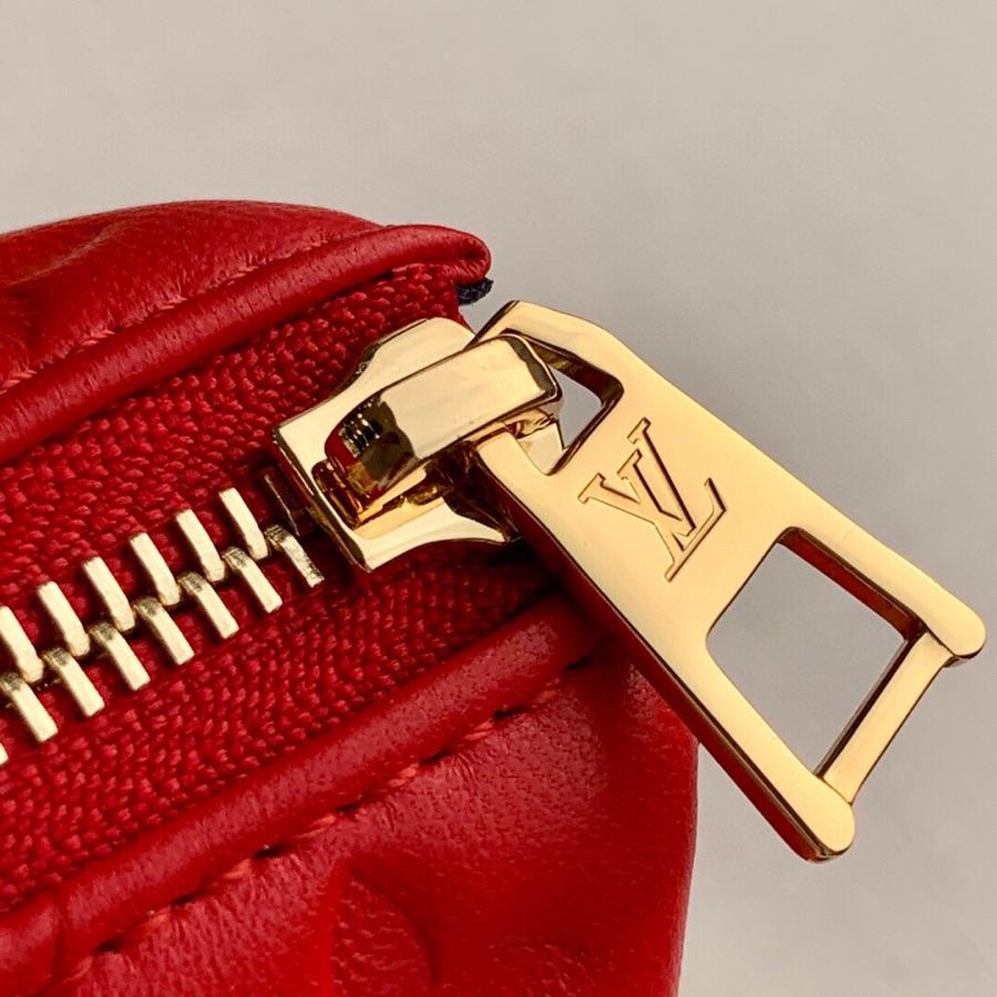 Louis Vuitton Coussin PM 27 Red Monogram Embossed Puffy Lambskin Bag
