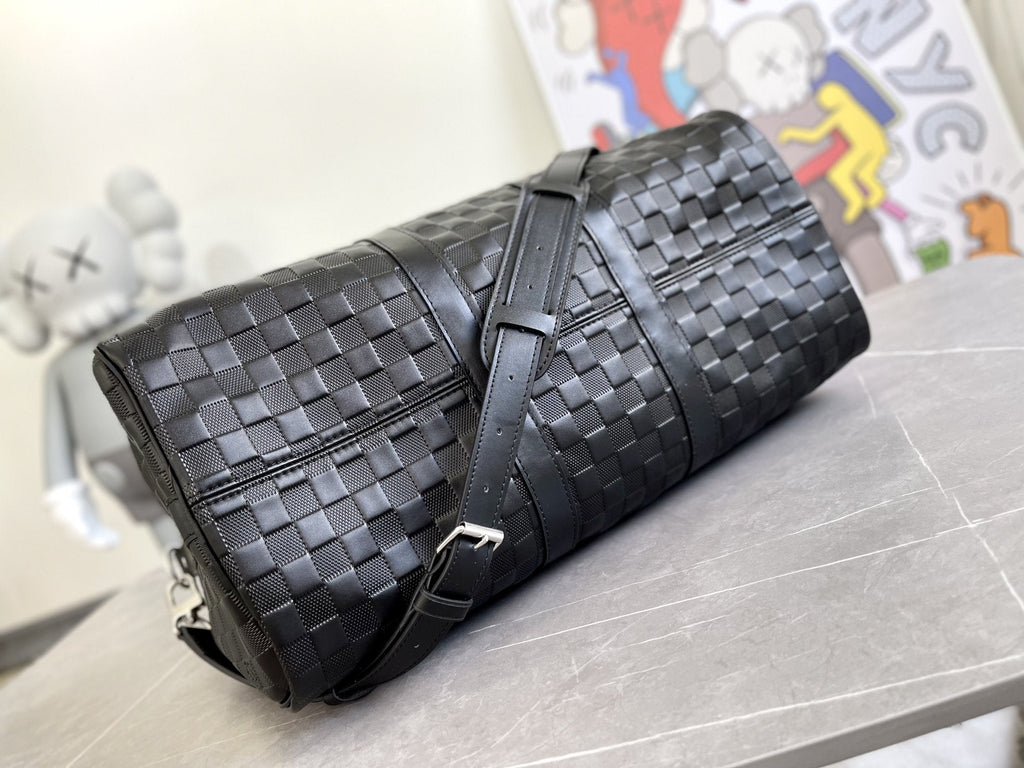 Louis Vuitton Keepall 45 Bandouliere Black Empreinte Infini Bag