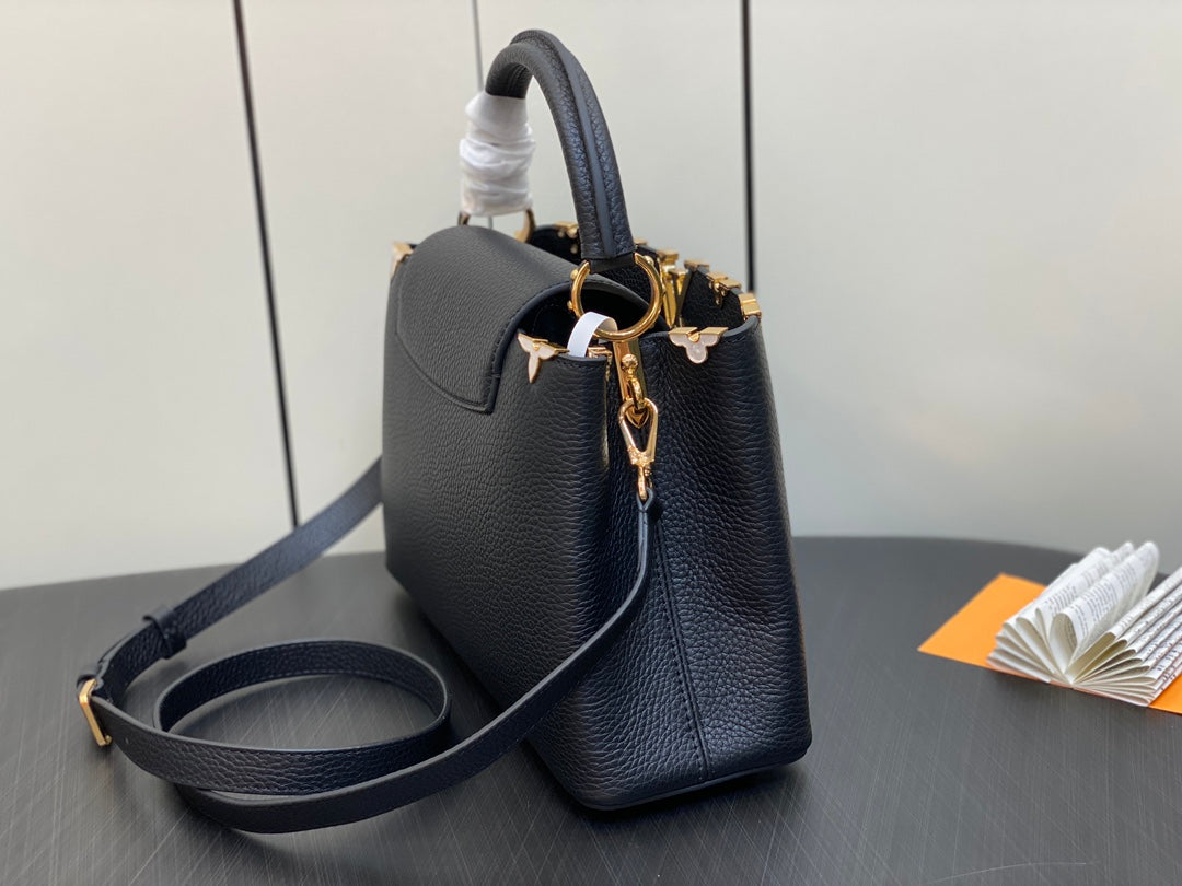 Louis Vuitton Capucines MM 31 Black Taurillon Gold Hardware Bag