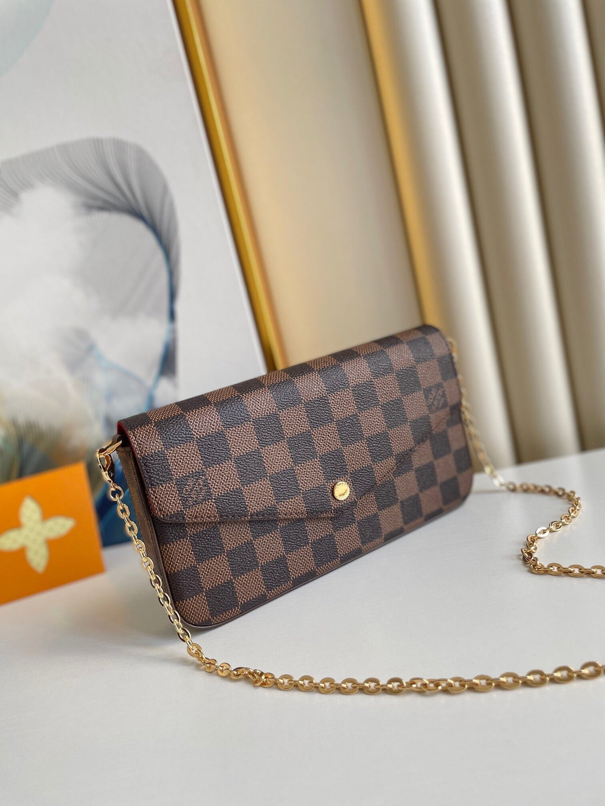 Louis Vuitton Félicie Pochette 21 in Brown Damier Ebene Coated Canvas Gold Hardware Bag