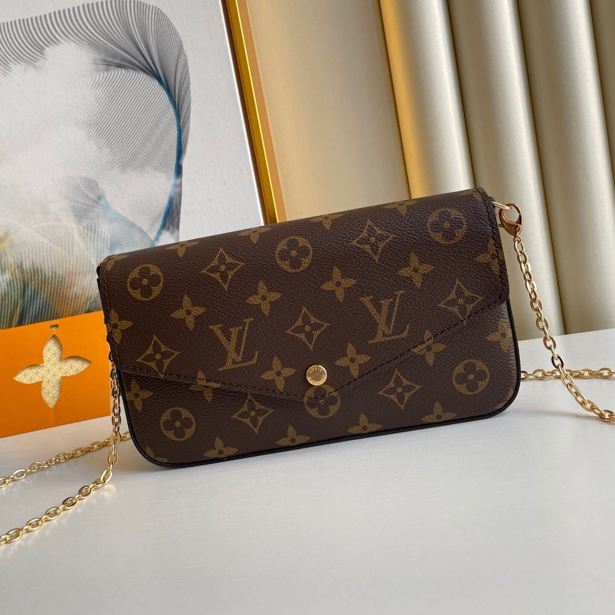 Louis Vuitton Félicie Pochette 21 in Brown Monogram Canvas Gold Hardware Bag
