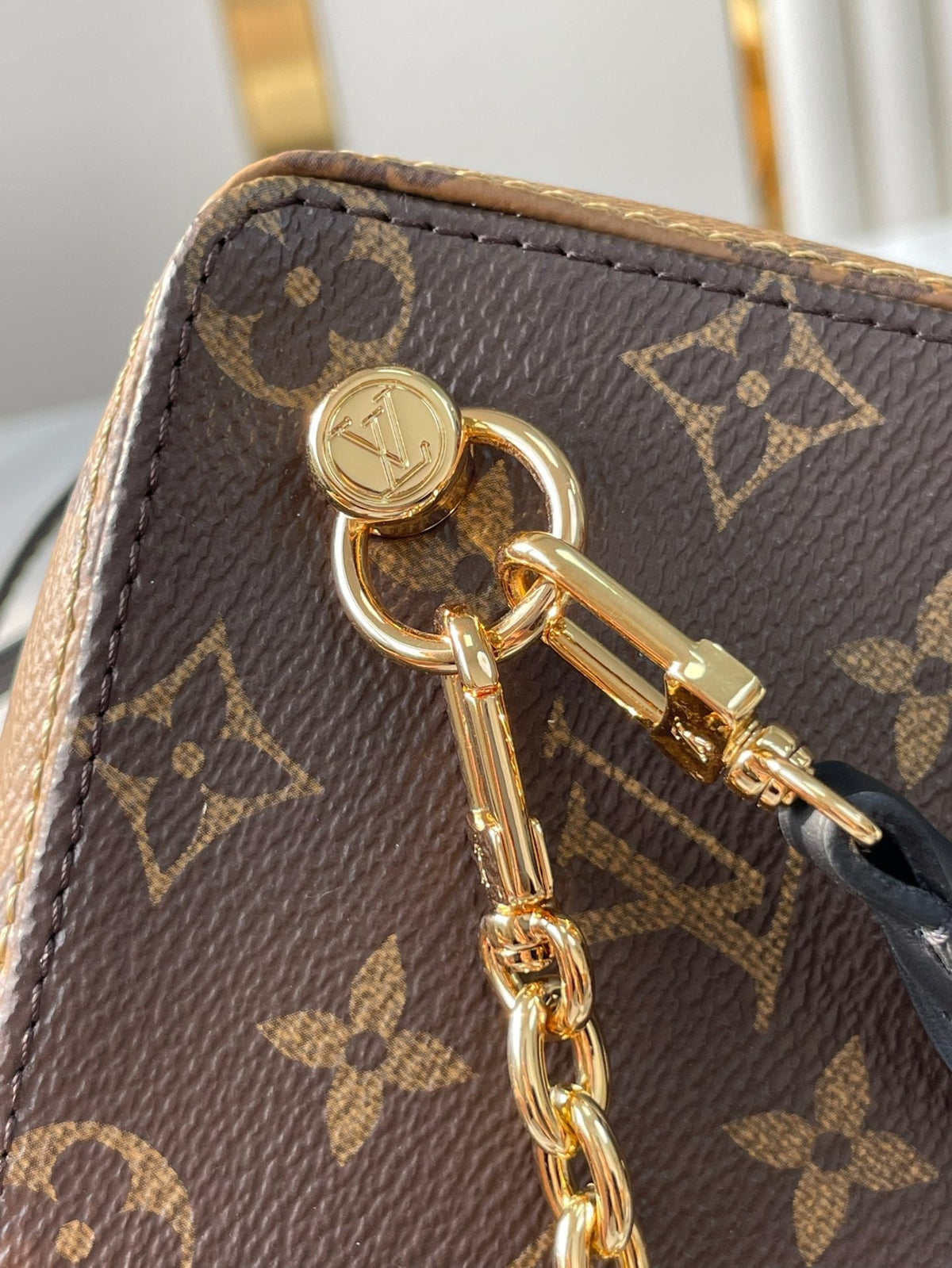 Louis Vuitton Dice 9 in Brown Monogram and Monogram Reverse Canvas Gold Hardware Bag