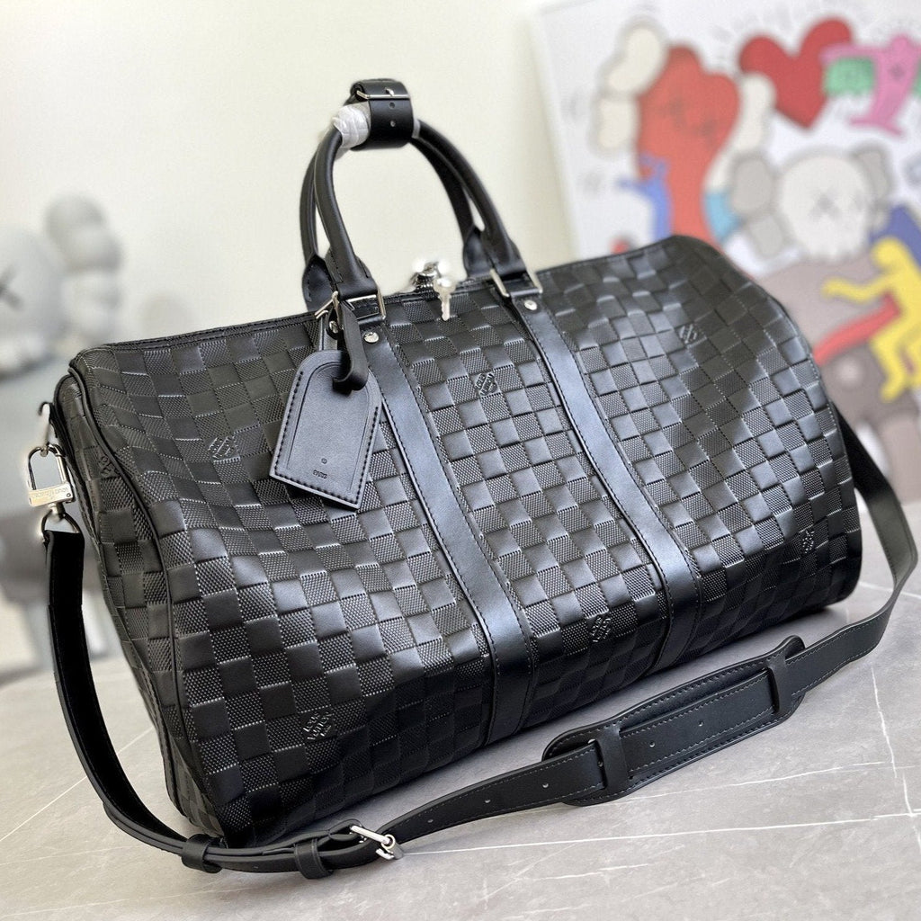 Louis Vuitton Keepall 45 Bandouliere Black Empreinte Infini Bag