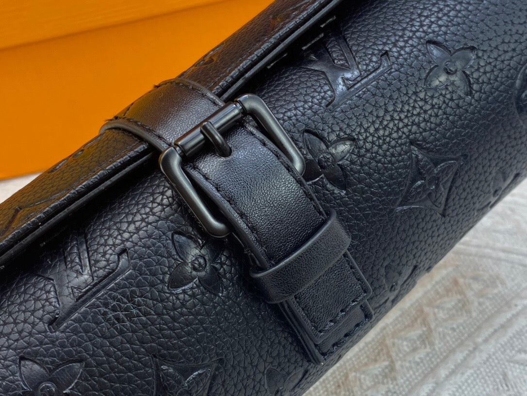 Louis Vuitton Etui 3 Montres Monogram Taurillon Black Calfskin Bag