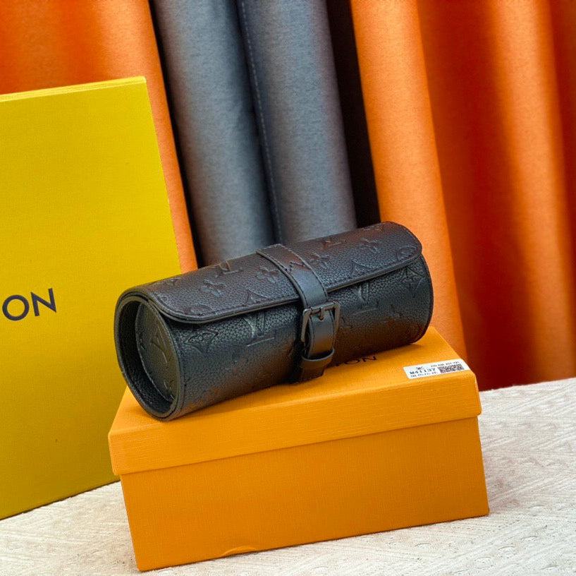 Louis Vuitton Etui 3 Montres Monogram Taurillon Black Calfskin Bag
