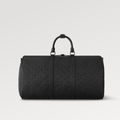 Louis Vuitton Keepall 50 Bandouliere Black Empreinte Leather Bag