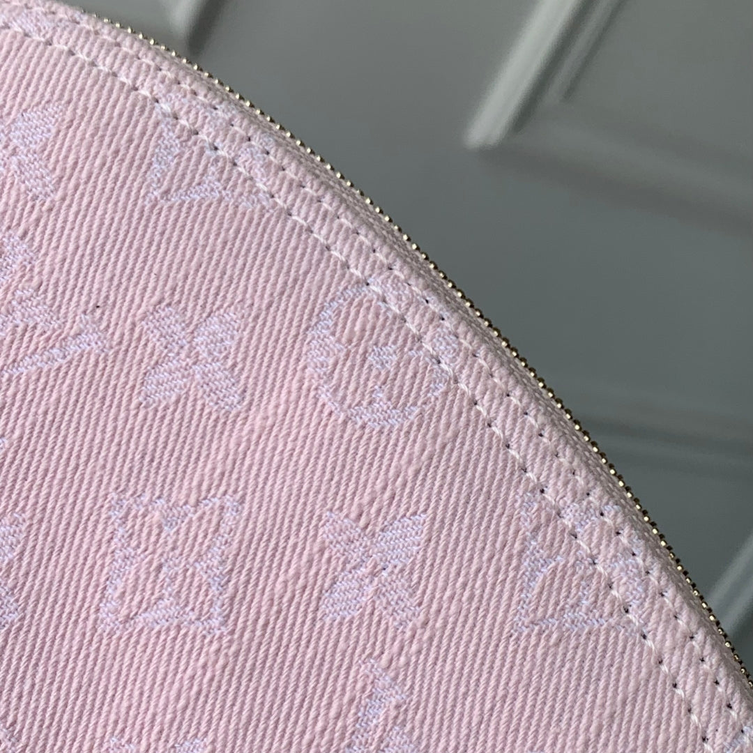 Louis Vuitton Cosmetic Pouch 19 in Pink Monogram Denim Gold Hardware