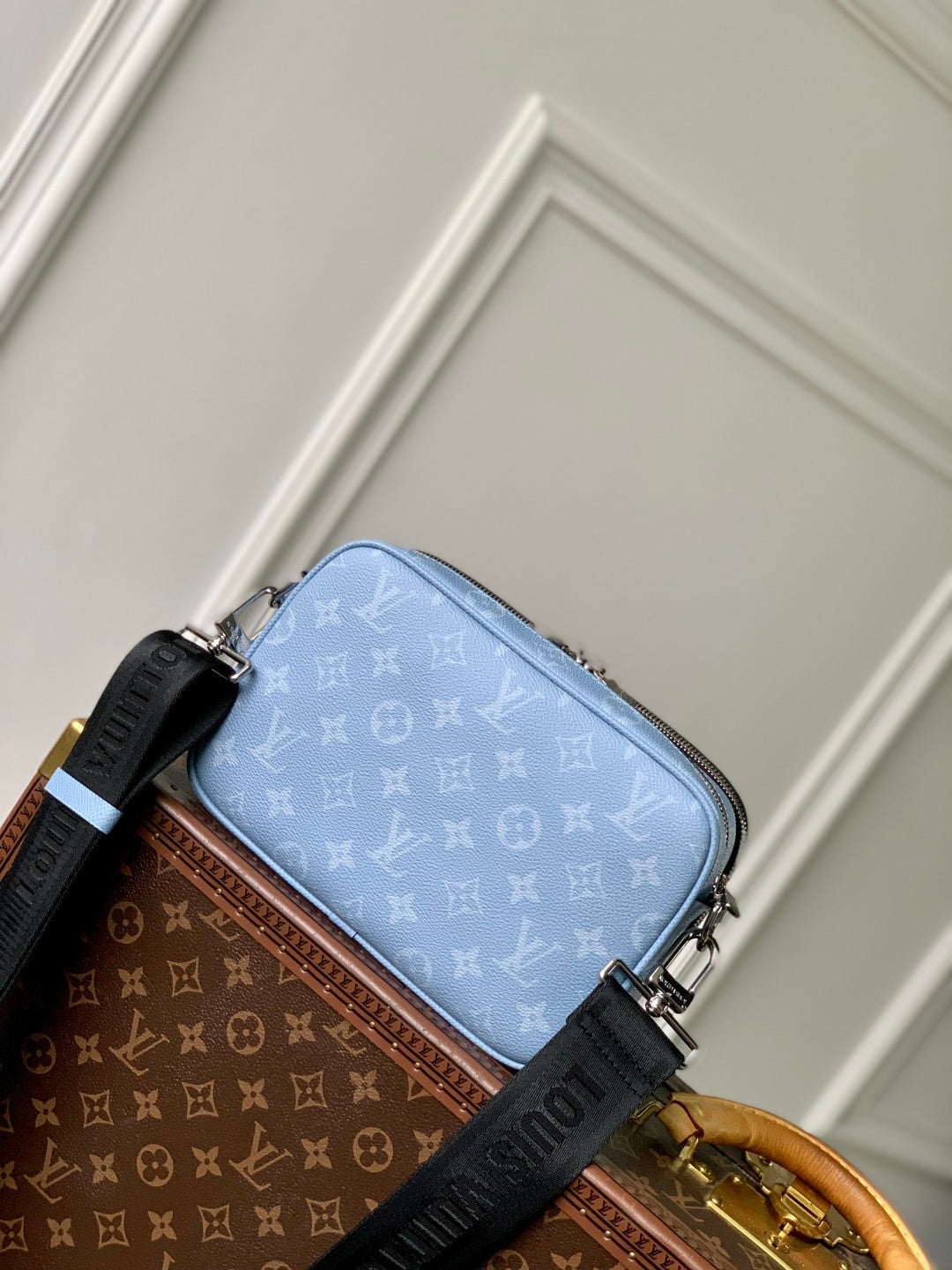 Louis Vuitton Alpha Messenger 24 in Blue Monogram Coated Canvas and Calfskin Bag