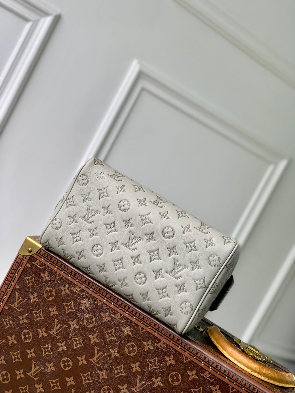 Louis Vuitton Dopp Kit 28 in Light Grey Monogram Shadow Calfskin Bag