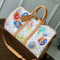 Louis Vuitton Keepall Bandoulière 45 in White Monogram Dune Canvas and Calfskin Bag