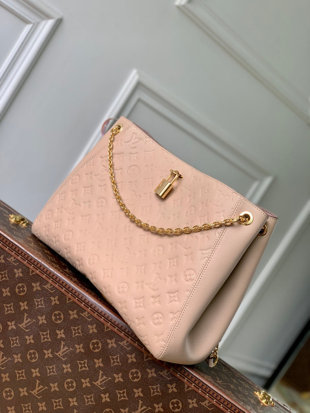 Louis Vuitton Anytime MM 42 in Nude Pink Monogram Empreinte Calfskin Bag