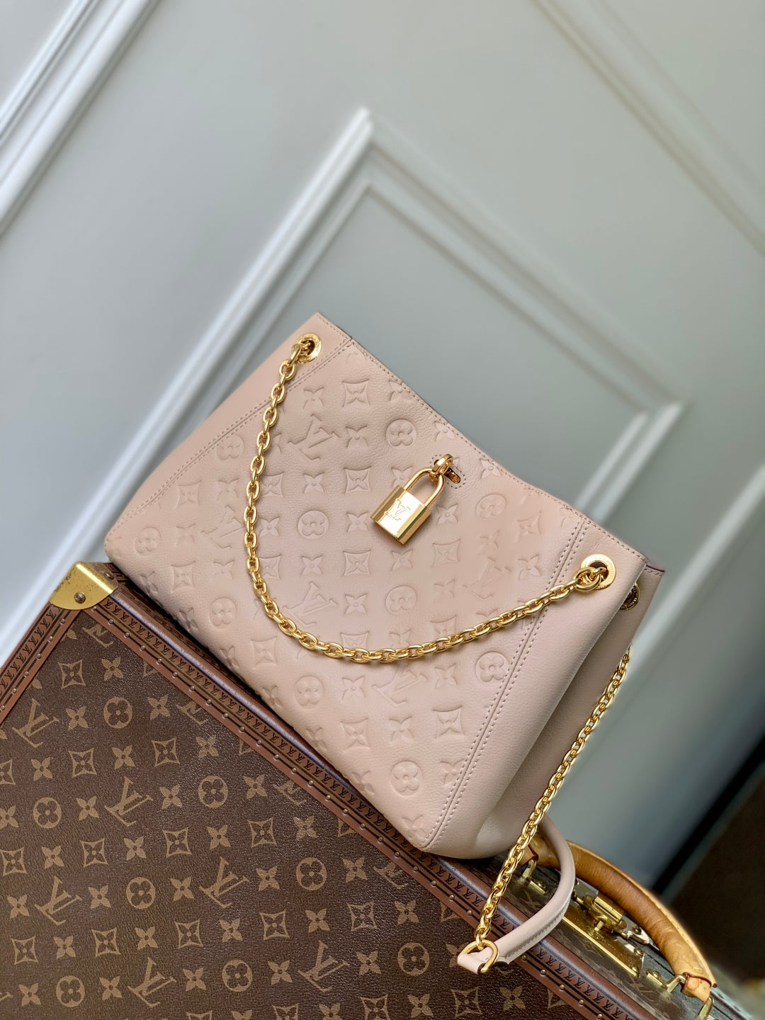 Louis Vuitton Anytime PM 34 in Nude Pink Monogram Empreinte Calfskin Bag