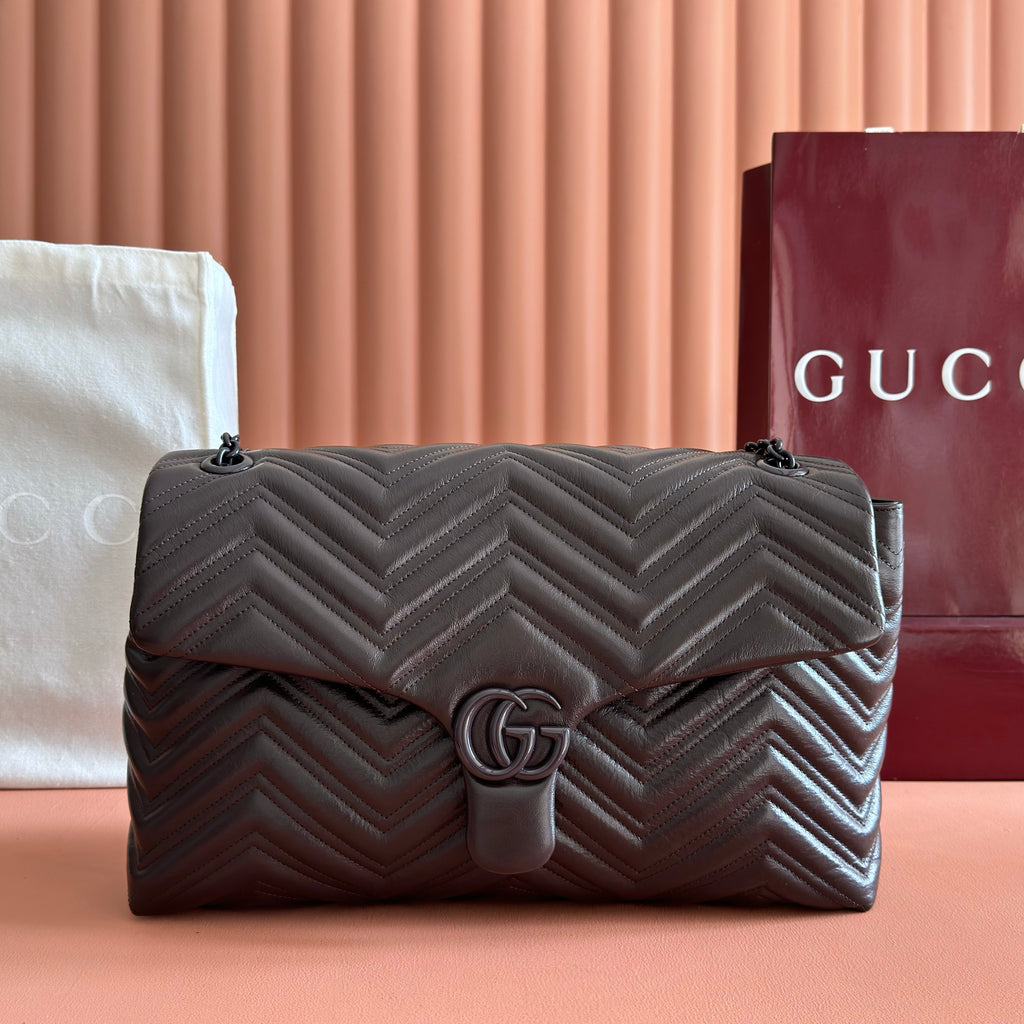 Gucci 26S Marmont Bag 37 in Dark Brown Calfskin