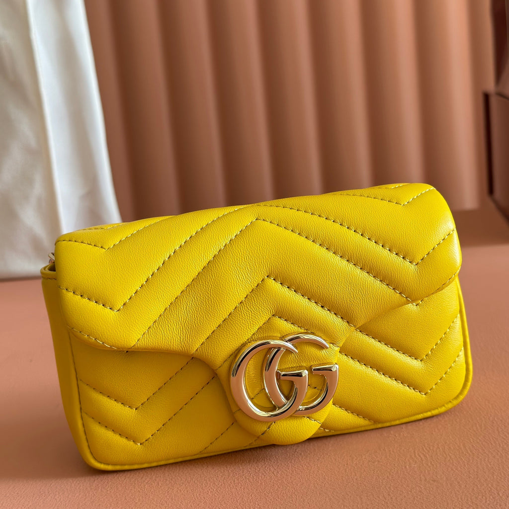 Gucci 26S Marmont Bag 16 in Yellow Lambskin