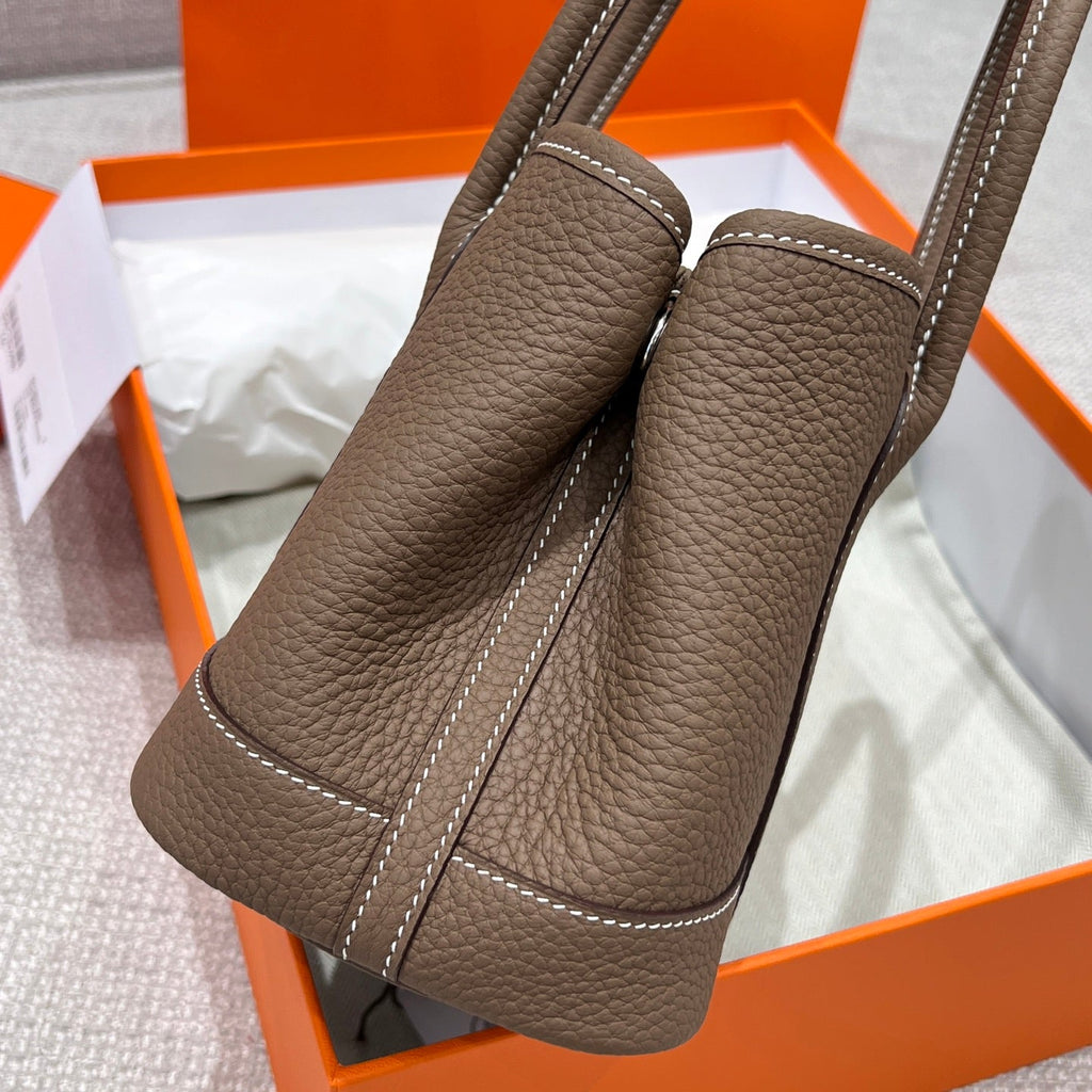 Hermes Garden Party 23cm in Dark Brown Calfskin Bag