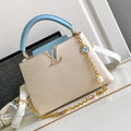 Louis Vuitton Capucines BB 27 in Pearl White Mix Sky Blue Taurillon Gold Hardware Bag