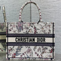 Dior 25S Medium Book Tote 36 in Beige Canvas Millefiori Embroidery