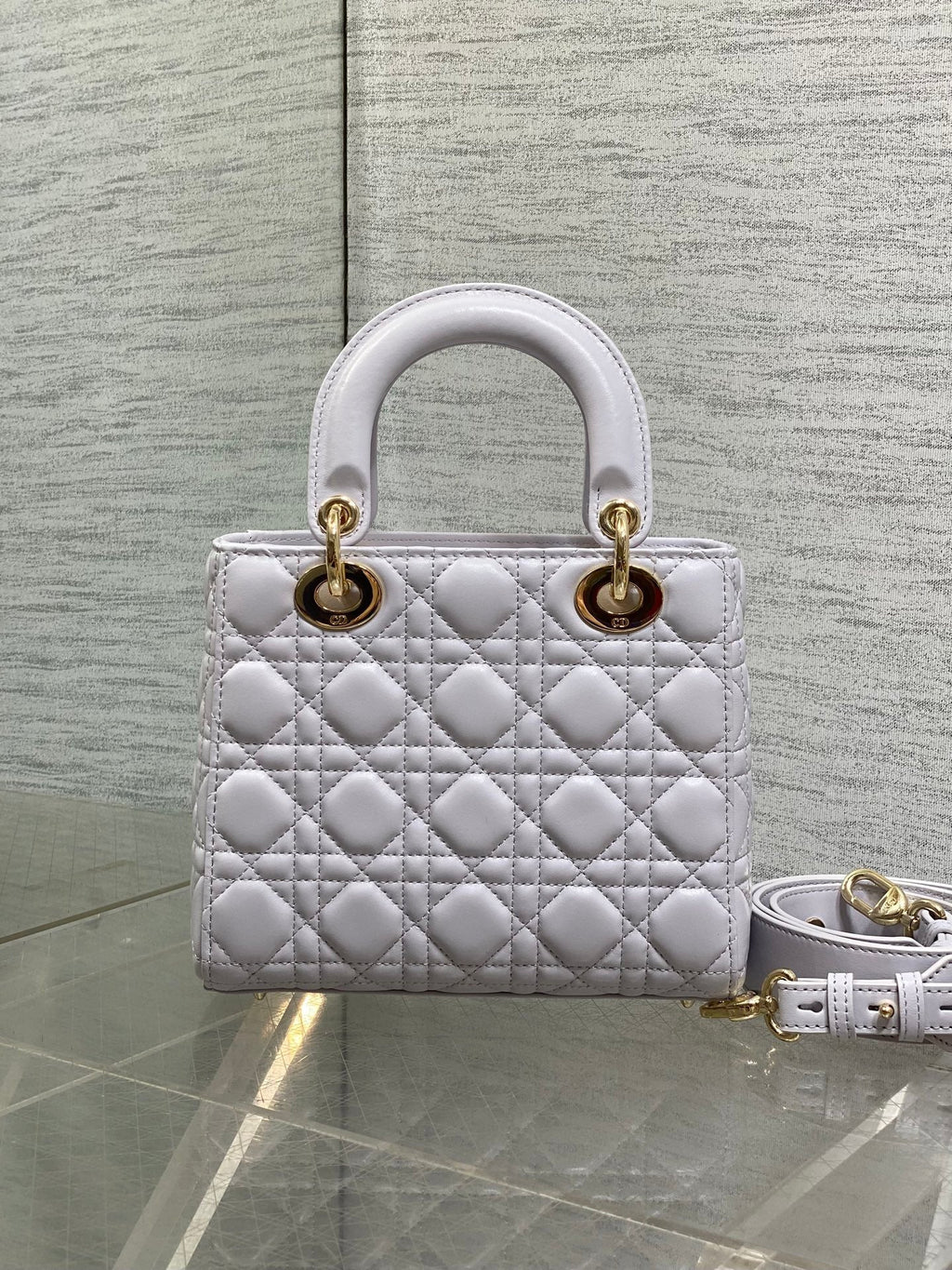 Dior 25S Lady Bag 20 in Lilac Cannage Calfskin Gold Hardwre