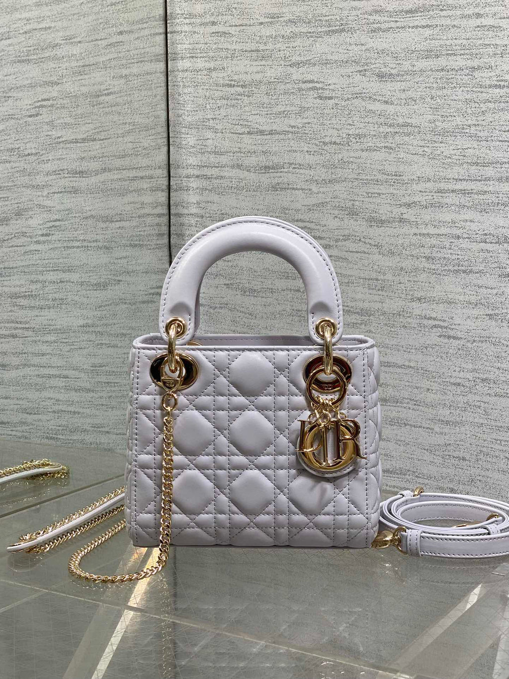 Dior 25S Mini Lady Bag 17 in Lilac Cannage Calfskin Gold Hardware