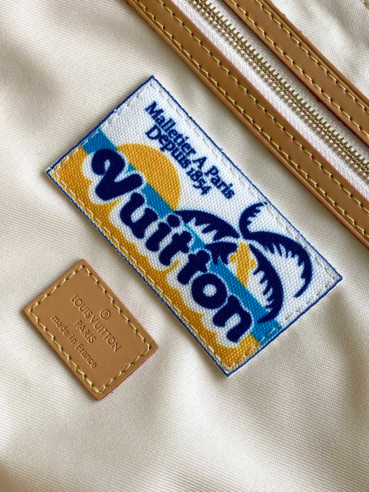 Louis Vuitton Keepall Bandoulière 50 in Sand Tropical Motifs Monogram Surfin Canvas Bag