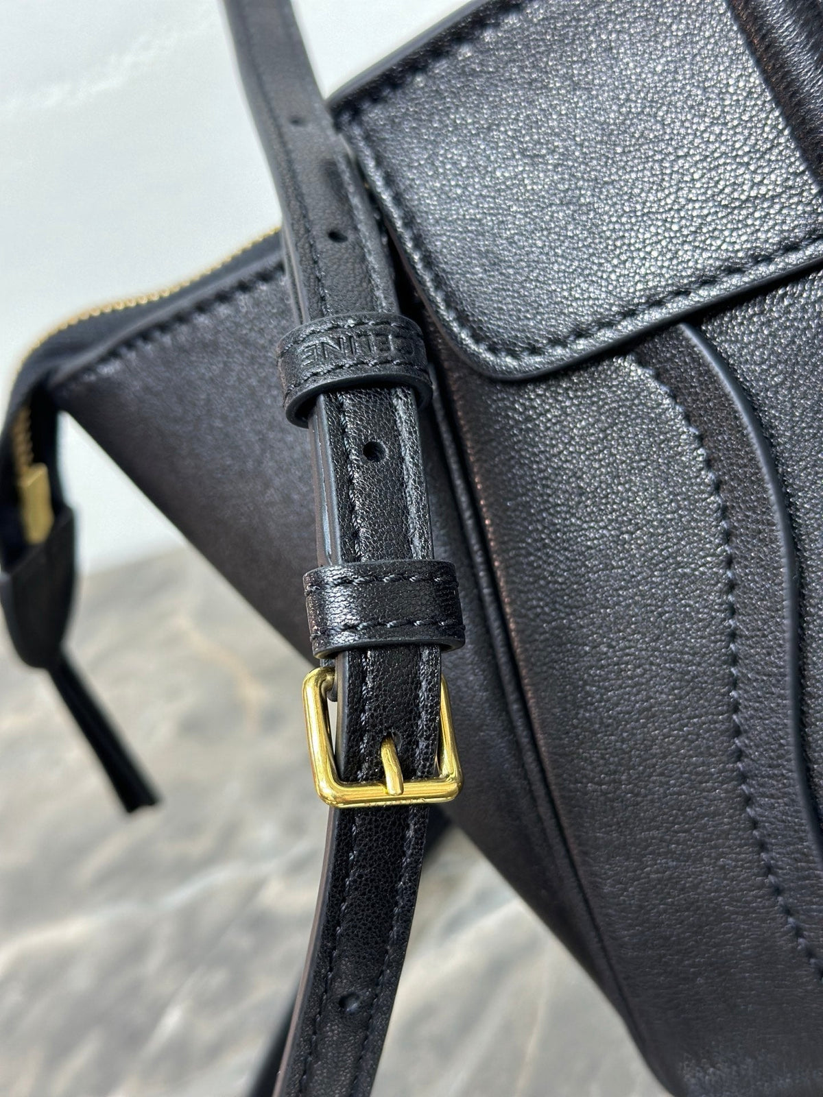 Celine 25S New Luggage 38mm in Black Shiny Lambskin Gold Hardware Bag