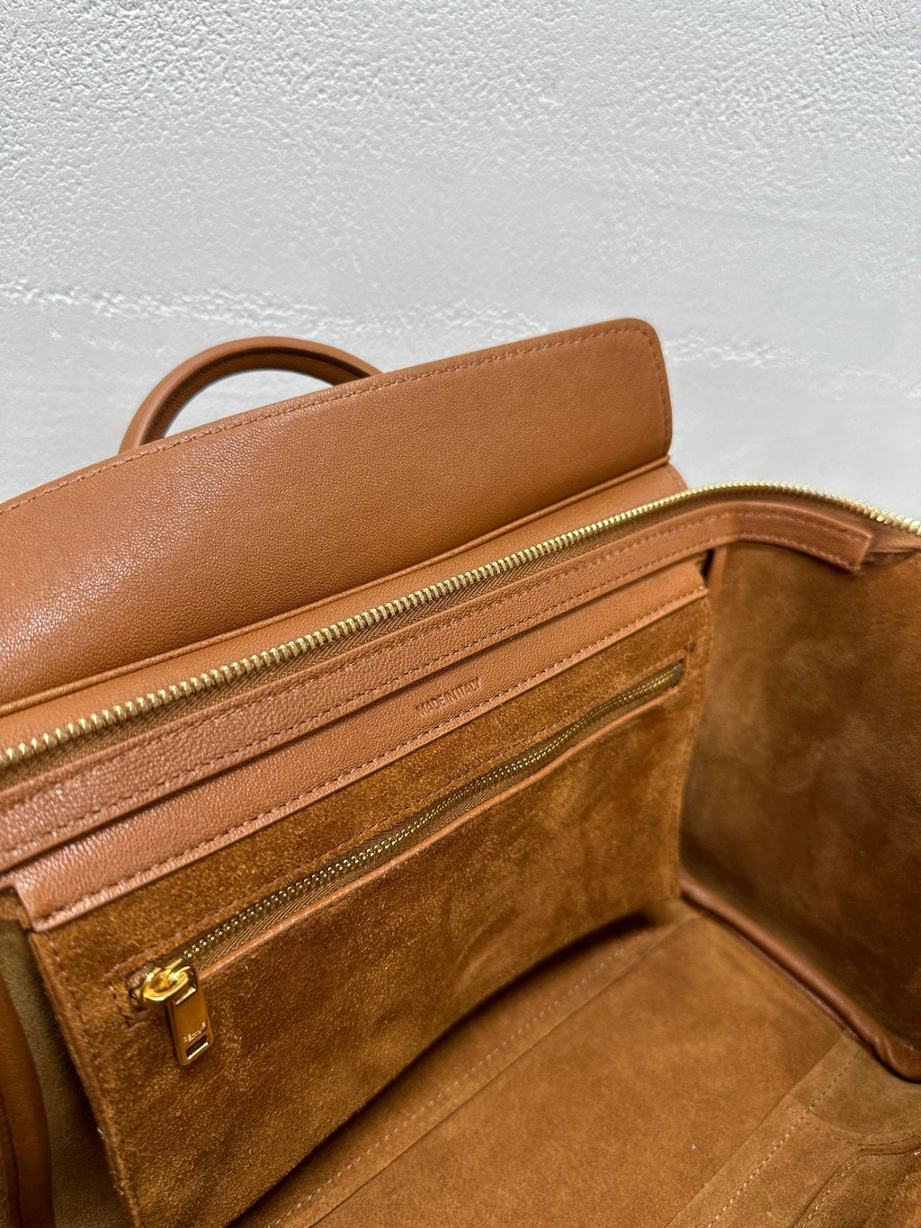 Celine 25S New Luggage 38mm in Tan Brown Lambskin Gold Hardware Bag