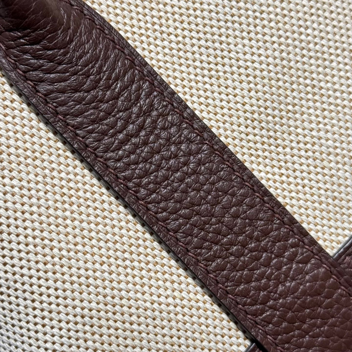 Hermes Garden Party 23cm in Beige Toilets Cotton Canvas and Dark Brown Calfskin Bag