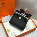 Hermes 25S Mini Herbag 20 in Full Black Canvas Gold Hardware Bag