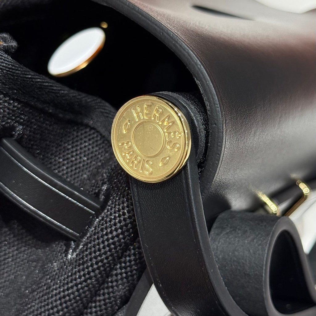 Hermes 25S Mini Herbag 20 in Full Black Canvas Gold Hardware Bag