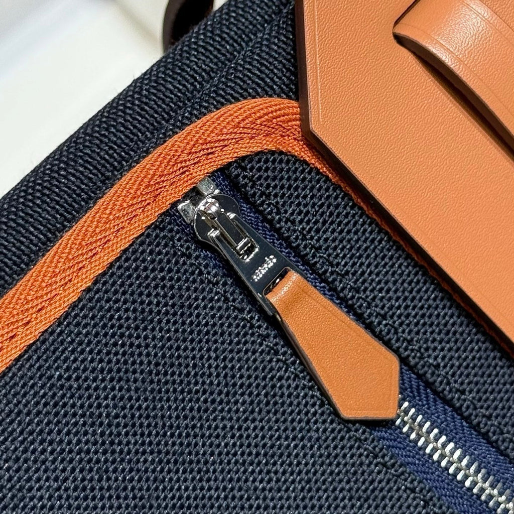 Hermes 25S Mini Herbag 20 in Navy Blue Canvas Silver Hardware Bag