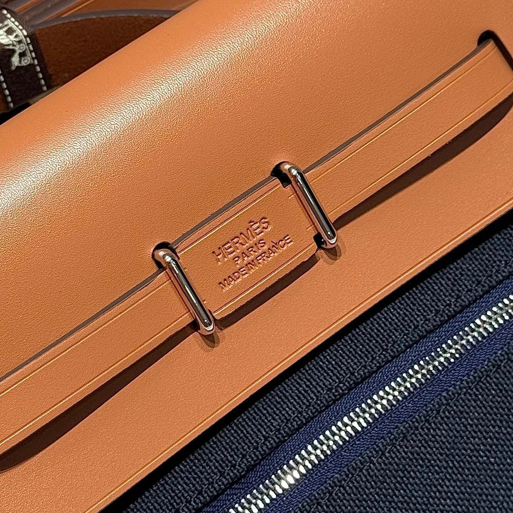 Hermes 25S Mini Herbag 20 in Navy Blue Canvas Silver Hardware Bag