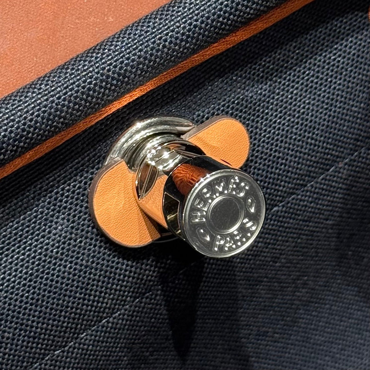 Hermes 25S Mini Herbag 20 in Navy Blue Canvas Silver Hardware Bag