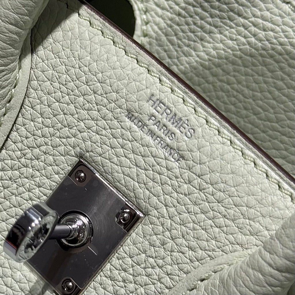 Hermes 25S Medium Birkin 25 in Light Mint Green Calfskin Silver Hardware Bag