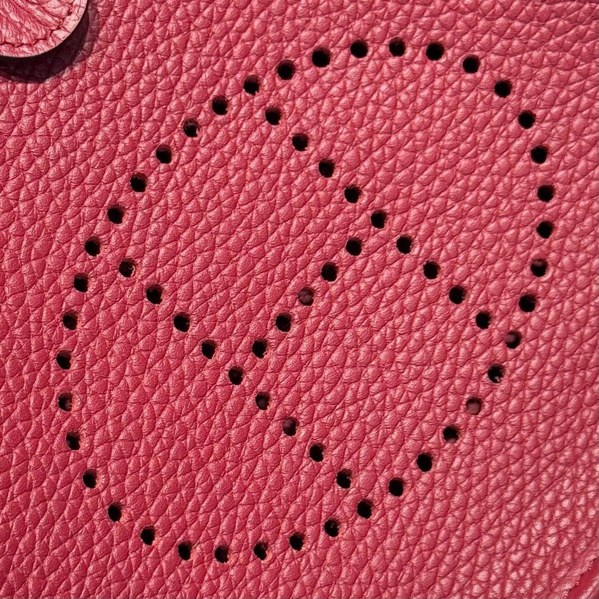 Hermes 25S Mini Evelyne 18 in Burgundy Patterned Strap Calfskin Silver Hardware Bag