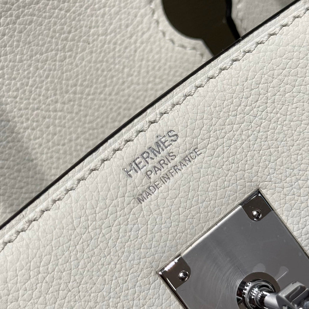 Hermes 25S Shoulder Birkin 29 in Milky White Calfskin Silver Hardware Bag
