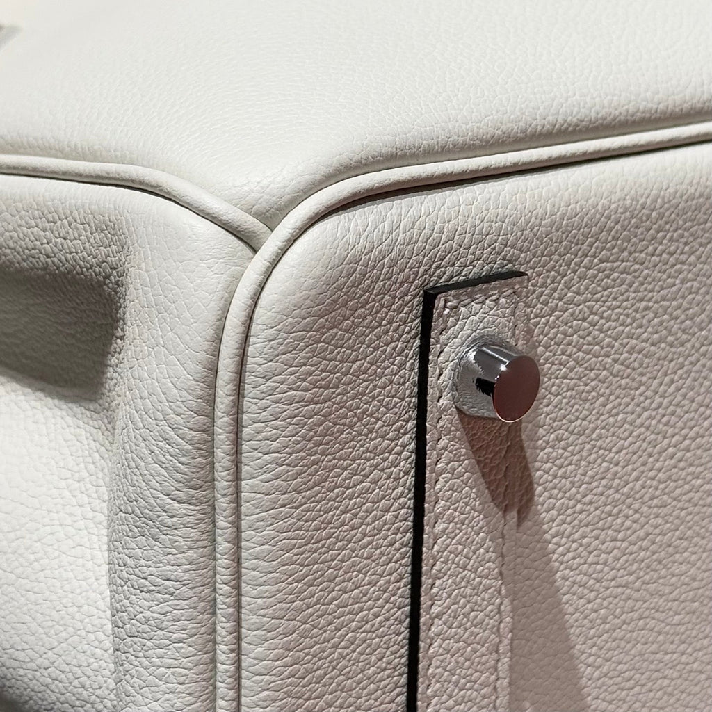Hermes 25S Shoulder Birkin 29 in Milky White Calfskin Silver Hardware Bag