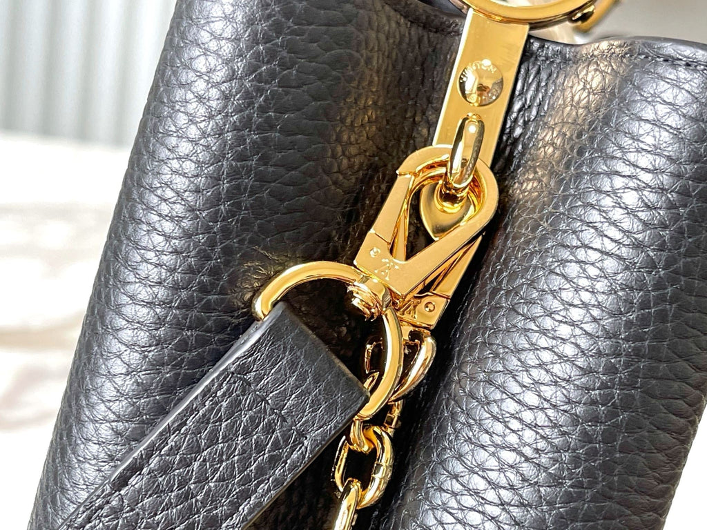 Louis Vuitton Capucines BB 27 in Black Mix White Taurillon Gold Hardware Bag