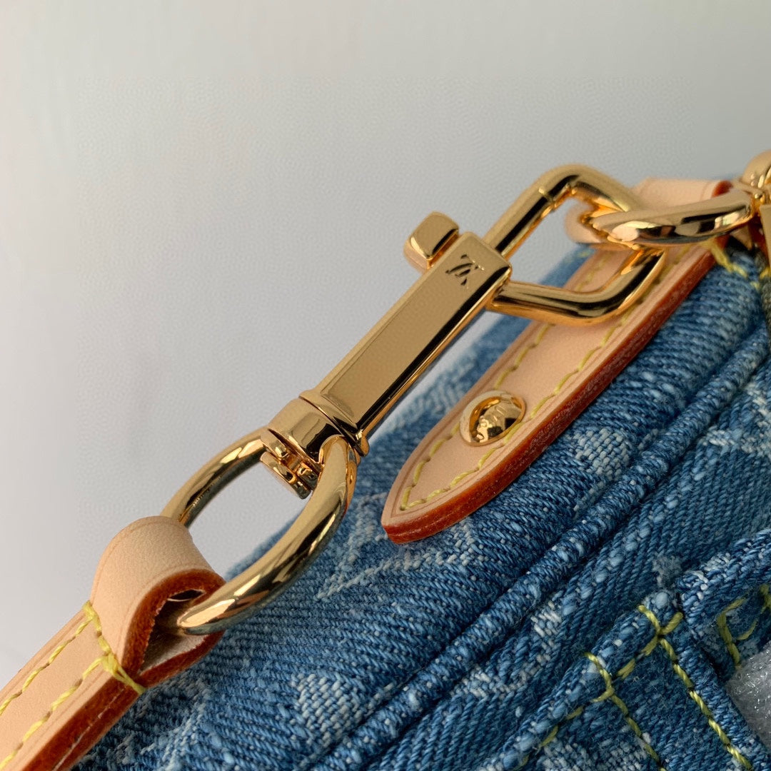 Louis Vuitton Fairfax Pochette 18 in Blue Monogram Denim Gold Hardware Bag