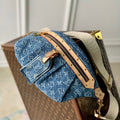 Louis Vuitton High Rise 38 in Blue Monogram Denim Gold Hardware Bag