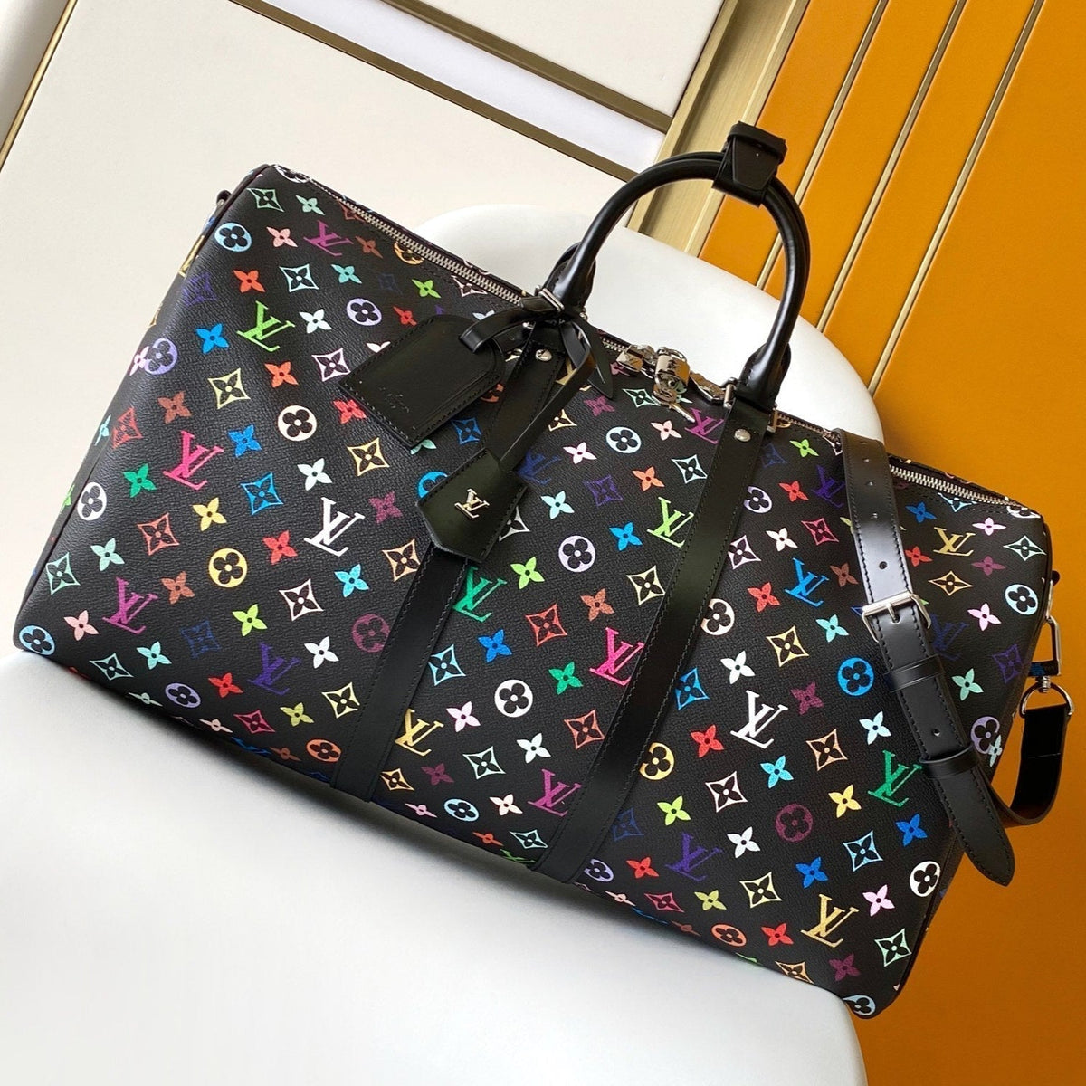 Louis Vuitton Keepall Bandoulière 50 Bag in Multicolored Monogram Coated Canvas