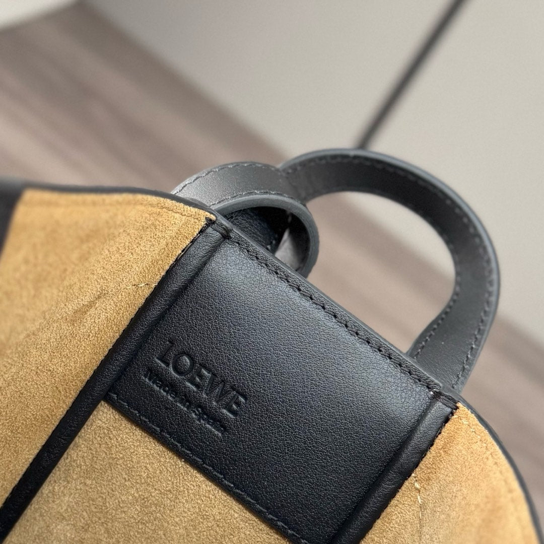Loewe Hammock Slice 25 Bag in Black Shiny Calfskin