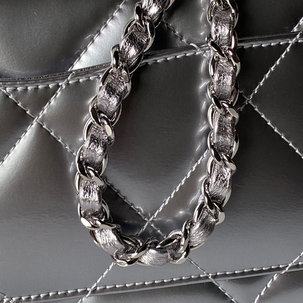 Chanel 25S Flap Bag 29 in Silver Metallic Calfskin