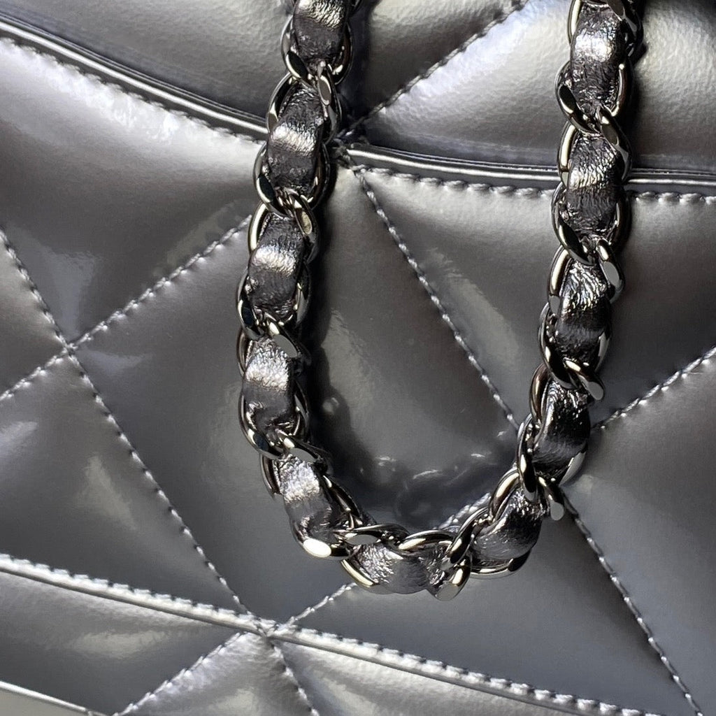 Chanel 25S Flap Bag 18 in Silver Metallic Calfskin