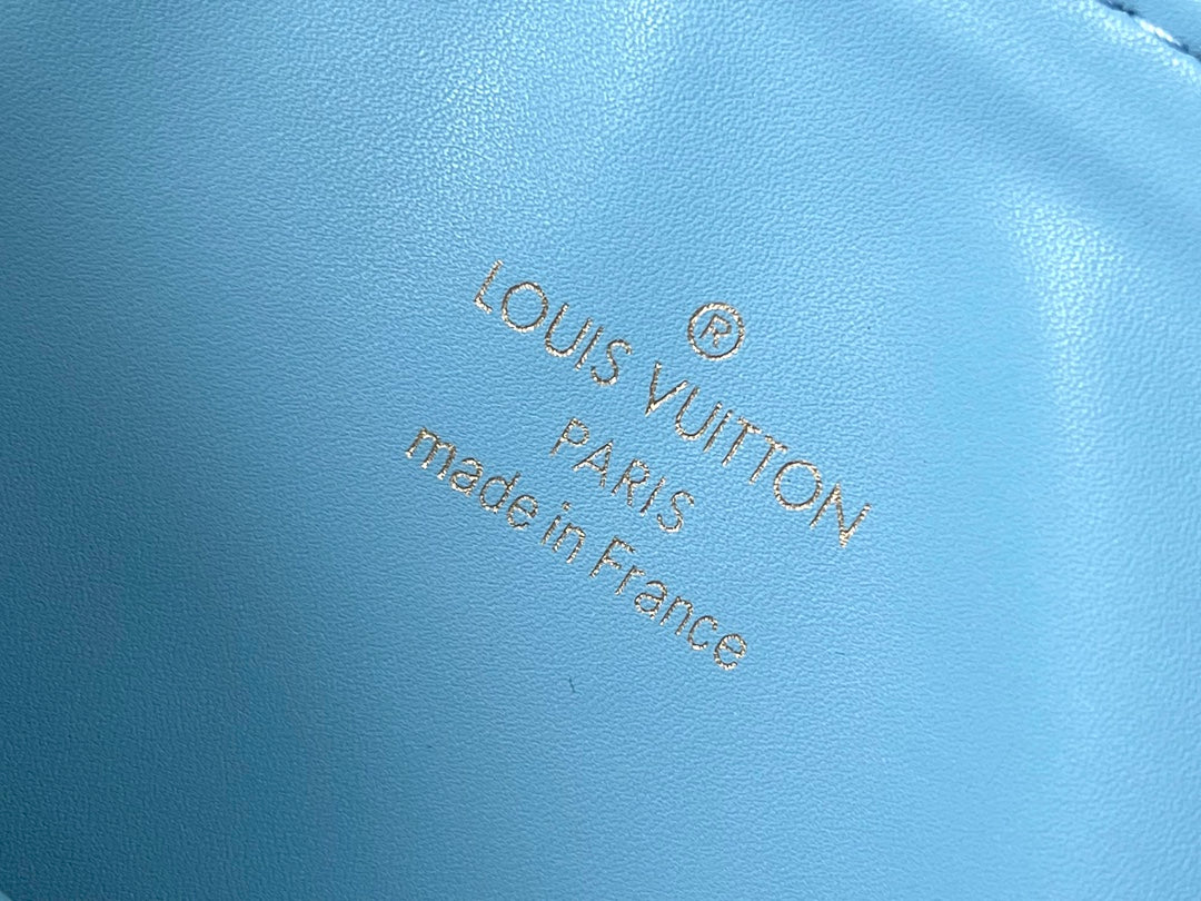 Louis Vuitton Coussin PM 26 in White Blue Monogram Embossed Lambskin Gold Hardware Bag