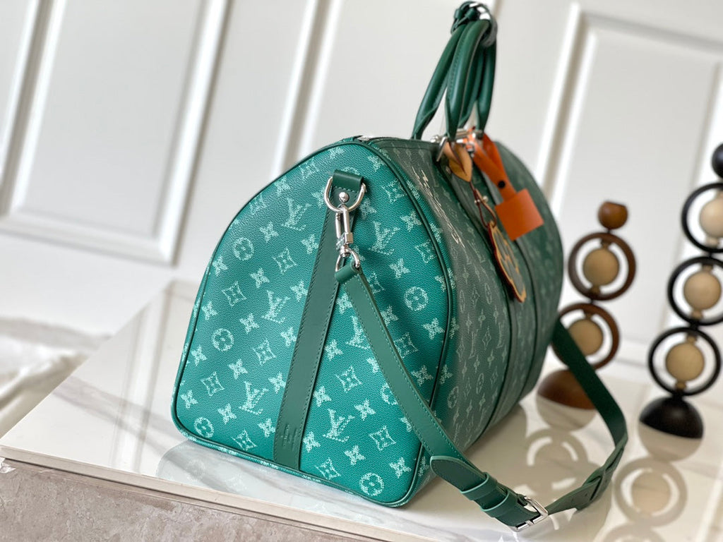 Louis Vuitton Keepall Bandoulière 50 in Green Monogram Heritage Canvas Bag