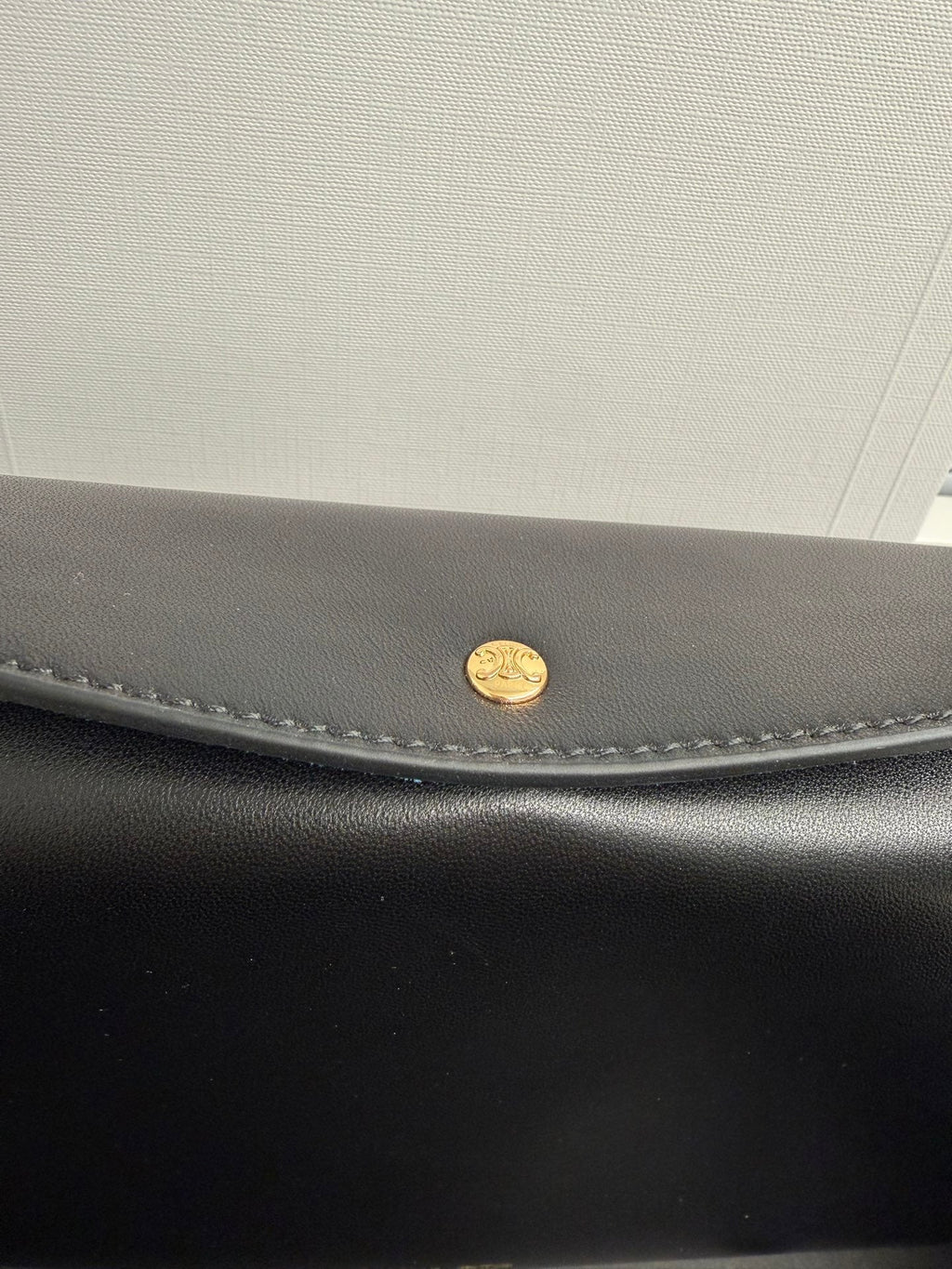 Celine 25S Trio Flap 22mm in Black Smooth Lambskin Gold Hardware Bag
