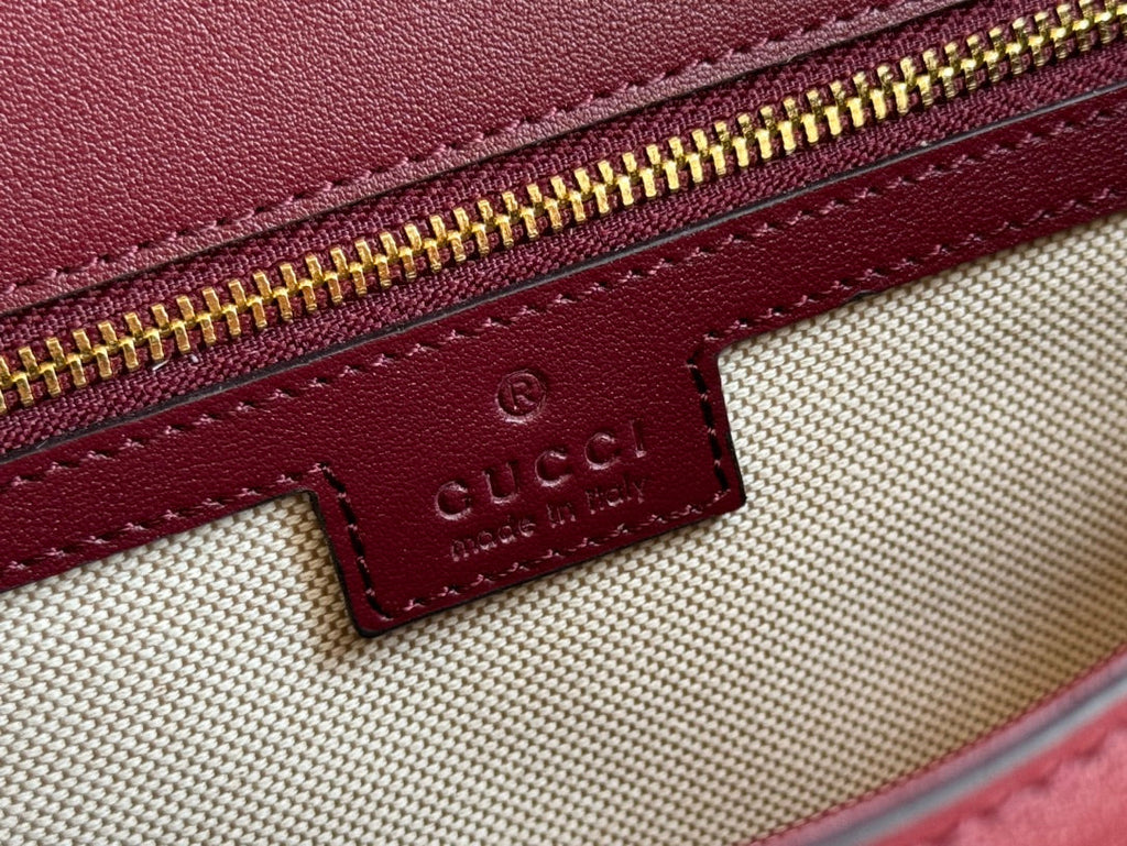 Gucci Blondie Large Top Handle Bag 32 in Rosso Ancora Red Calfskin