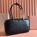 Beau Top Handle Bag 29 in Black Glossy Calfskin