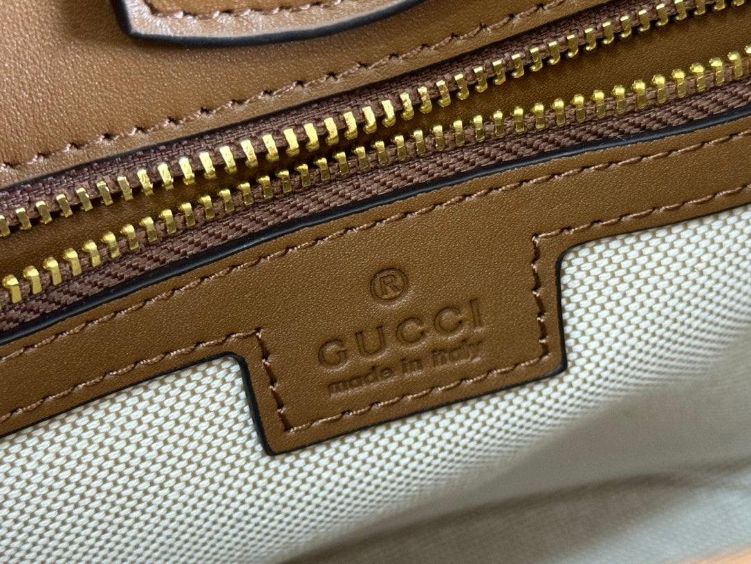 Gucci 73 Small Bucket Bag 20 in Brown Soft Suede and Calfskin