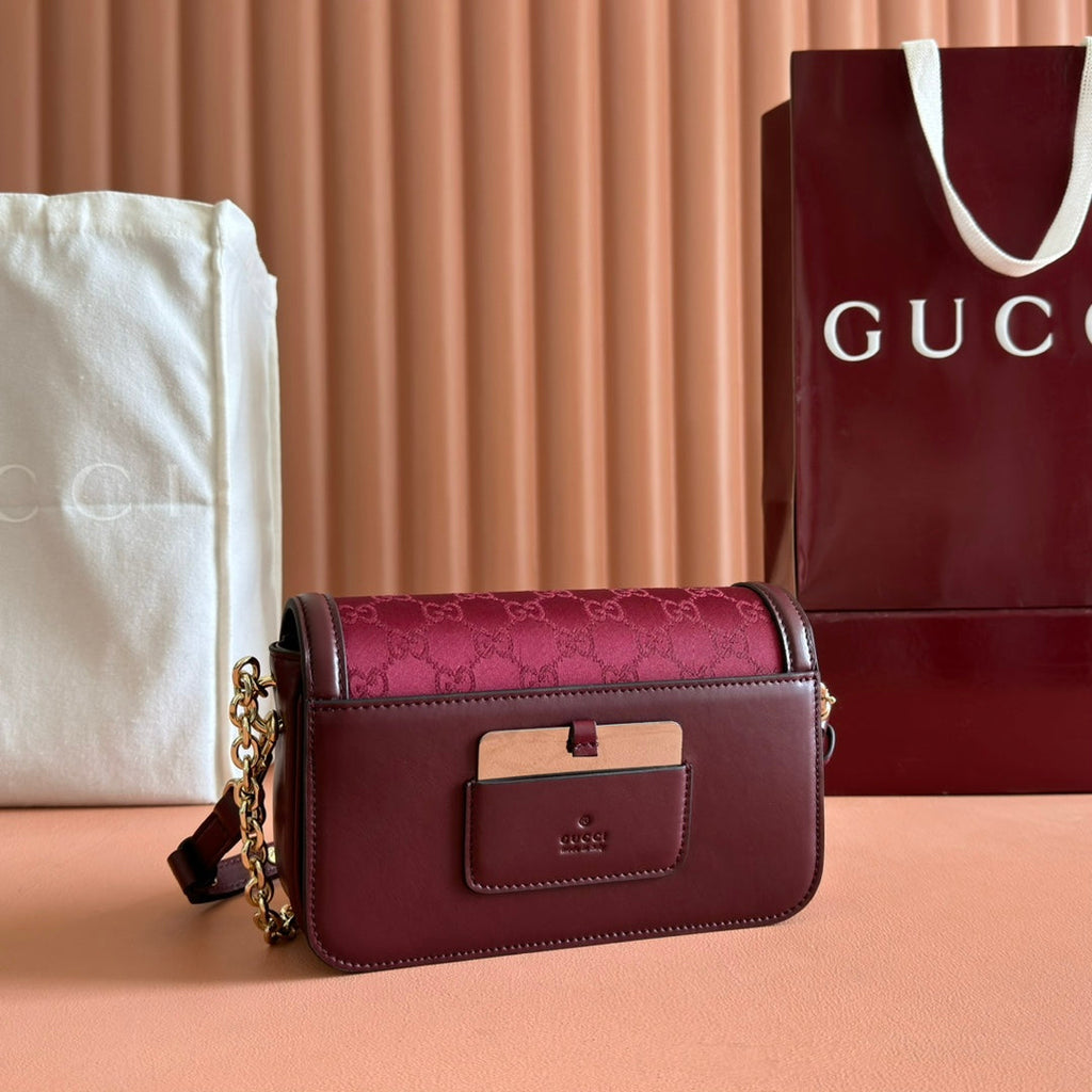 Gucci Go Small Shoulder Bag 21.5 in Rosso Ancora Red Canvas